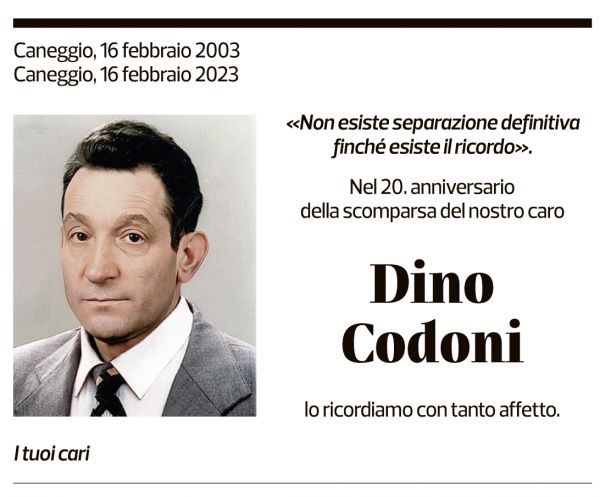 Annuncio funebre Dino Codoni