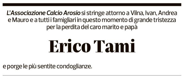 Annuncio funebre Erico Tami