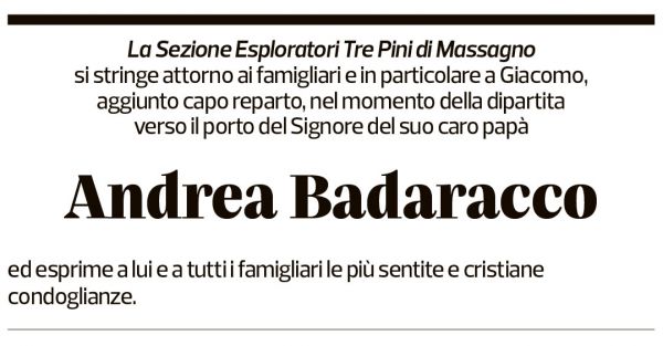 Annuncio funebre Andrea Badaracco