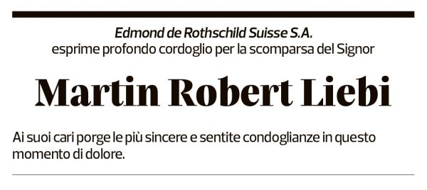 Annuncio funebre Martin Robert Liebi