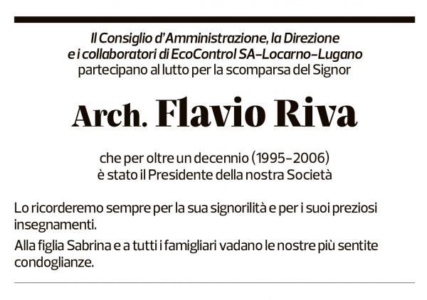 Annuncio funebre Flavio Riva