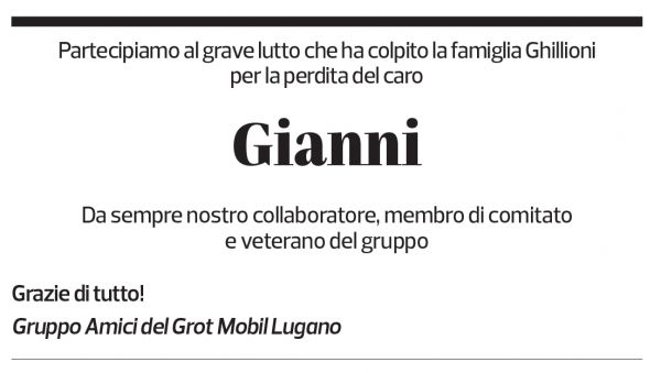 Annuncio funebre Gianni Ghillioni