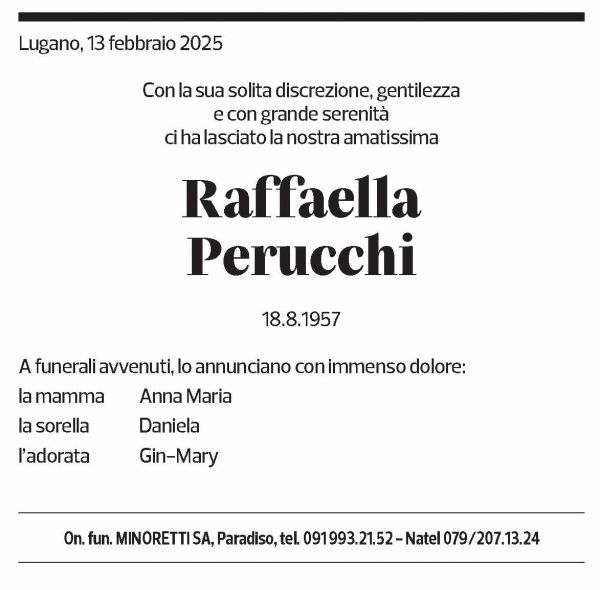 Annuncio funebre Raffaella Perucchi