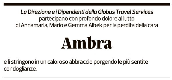 Annuncio funebre Ambra Albek