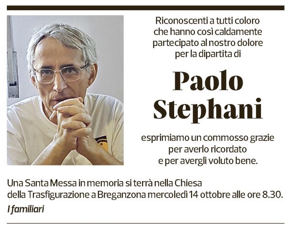 Annuncio funebre Paolo Stephani