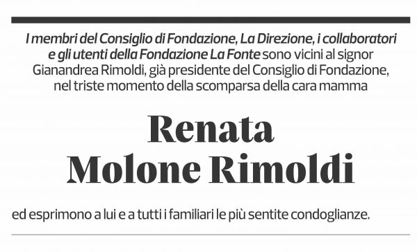 Annuncio funebre Renata Molone Rimoldi