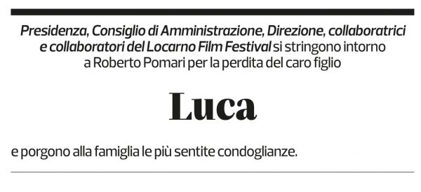 Annuncio funebre Luca Pomari