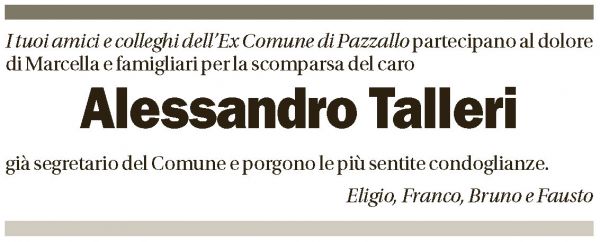 Annuncio funebre Alessandro Talleri