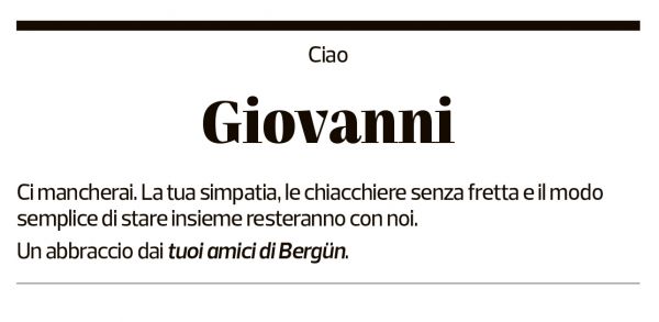 Annuncio funebre Giovanni Ragonesi