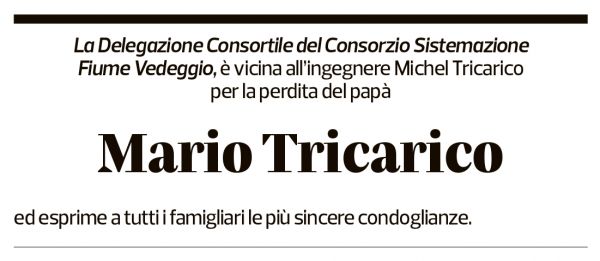 Annuncio funebre Mario Tricarico