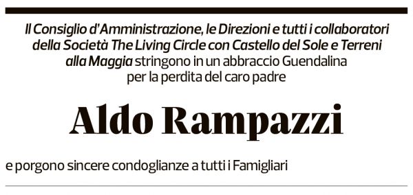 Annuncio funebre Aldo Rampazzi