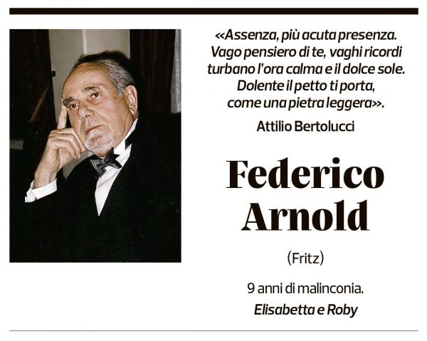 Annuncio funebre Federico Arnold