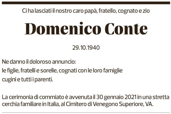 Annuncio funebre Domenico Conte