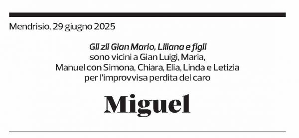 Annuncio funebre Miguel Milani