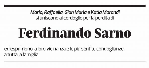 Annuncio funebre Ferdinando Sarno