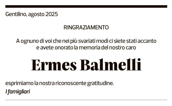 Annuncio funebre Ermes Balmelli
