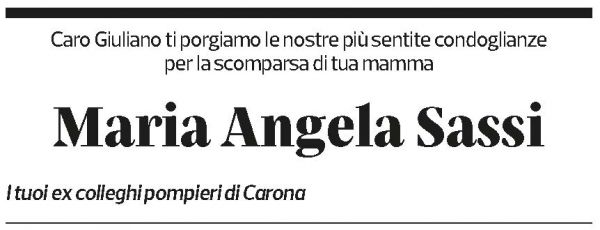 Annuncio funebre Maria Angela Sassi