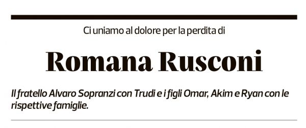 Annuncio funebre Romana Rusconi