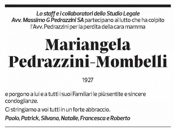 Annuncio funebre Mariangela Pedrazzini Mombelli