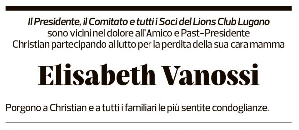 Annuncio funebre Elisabeth Vanossi