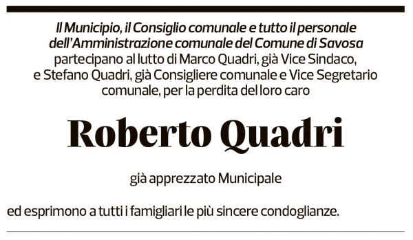 Annuncio funebre Roberto Quadri