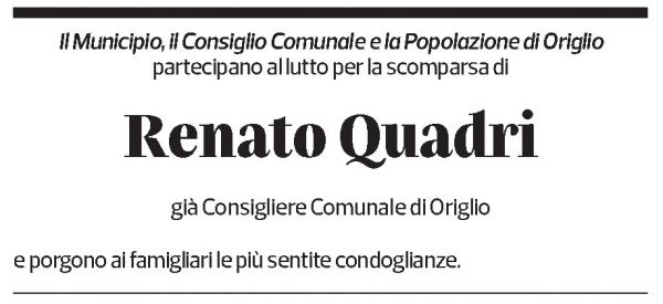 Annuncio funebre Renato Quadri