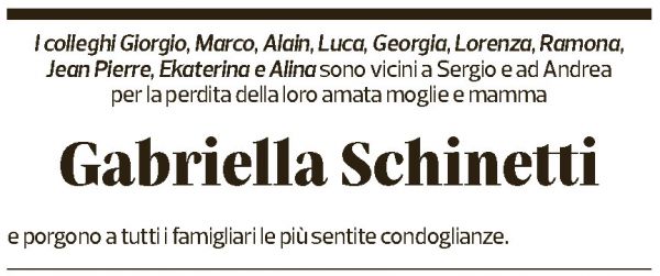 Annuncio funebre Gabriella Schinetti