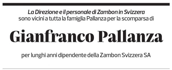 Annuncio funebre Gianfranco Pallanza