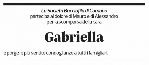 Annuncio funebre Gabriella Menzi