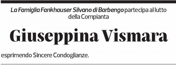 Annuncio funebre Giuseppina Vismara
