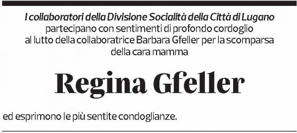 Annuncio funebre Regina Gfeller