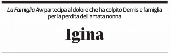 Annuncio funebre Igina 