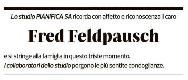 Annuncio funebre Fred Feldpausch