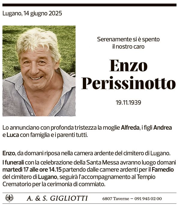 Annuncio funebre Enzo Perissinotto