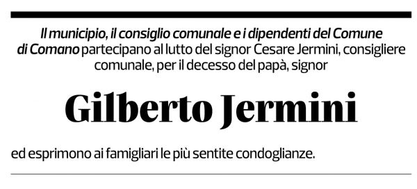 Annuncio funebre Gilberto Jermini