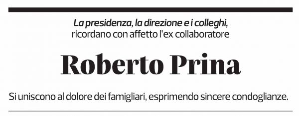 Annuncio funebre Roberto Prina