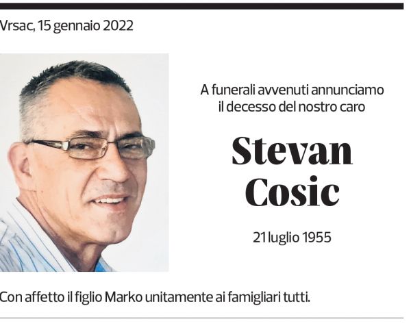 Annuncio funebre Stevan Cosic