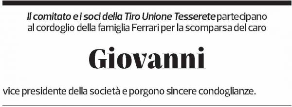 Annuncio funebre Giovanni Ferrari