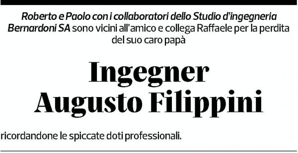 Annuncio funebre Augusto Filippini
