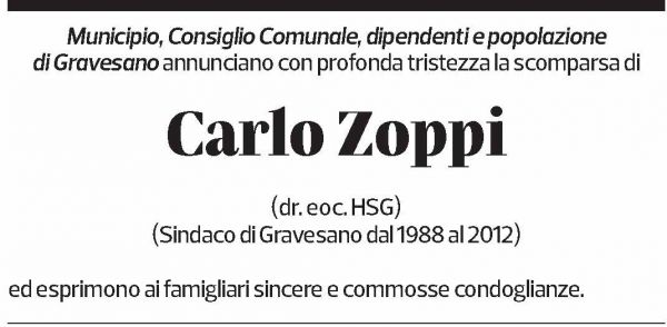 Annuncio funebre Carlo Zoppi
