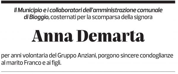 Annuncio funebre Anna Demarta