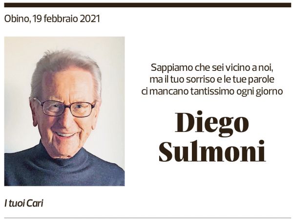 Annuncio funebre Diego Sulmoni