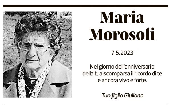 Annuncio funebre Maria Morosoli