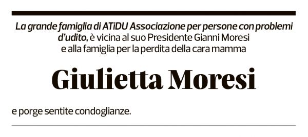 Annuncio funebre Giulietta Moresi