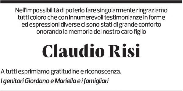 Annuncio funebre Claudio Risi