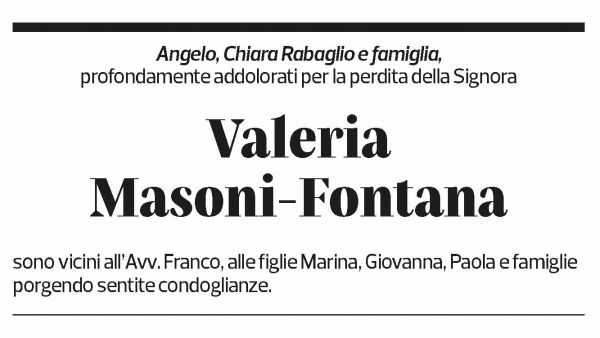 Annuncio funebre Valeria Masoni-fontana