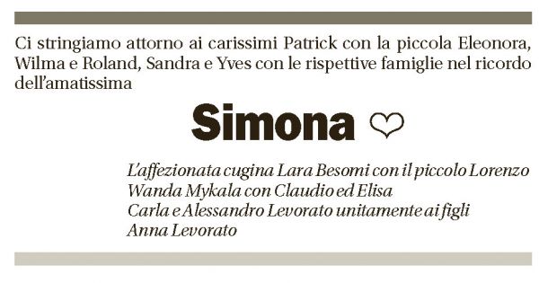 Annuncio funebre Simona Lupini