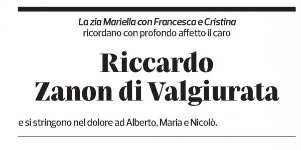Annuncio funebre Riccardo Zanon