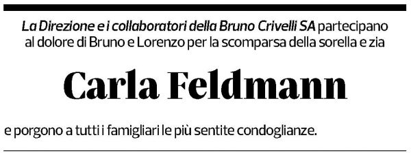 Annuncio funebre Carla Feldmann