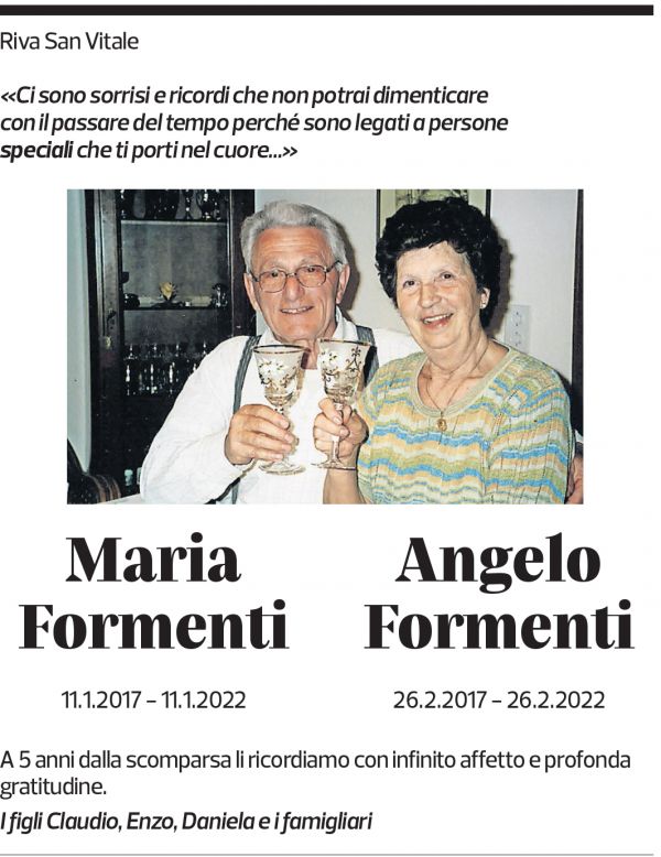 Annuncio funebre Maria Angelo Formenti